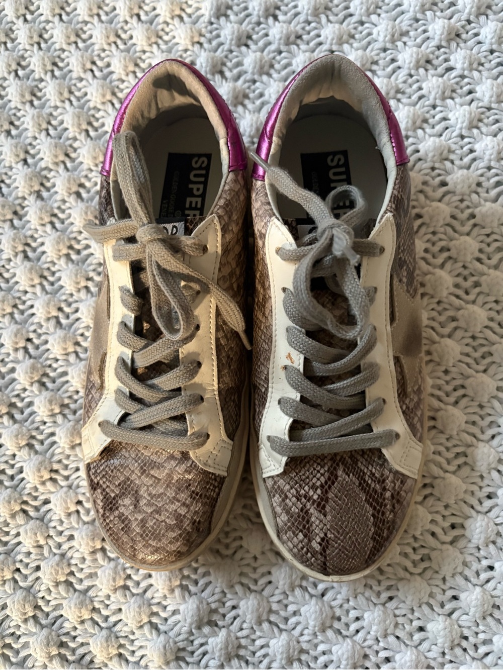 Golden Goose Low-Top Sneakers in Snakeskin, White & Pink size 7 - Picture 5 of 7